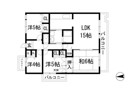 アルビス寺本4号棟(4LDK/1階)の間取り写真