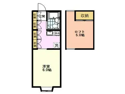 パティオヴィラ(1K/2階)の間取り写真