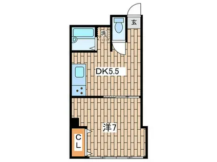 ハマミビル(1DK/3階)の間取り写真