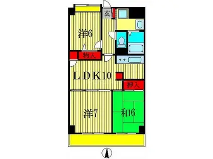 フラットサモアノ北小金(3LDK/2階)の間取り写真