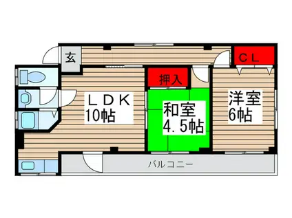 野口 コ―ポ(2LDK/3階)の間取り写真