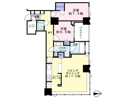 シティタワーズ豊洲 ザ・シンボル(2LDK/9階)の間取り写真