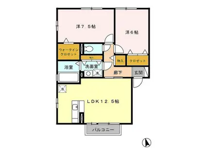 ウィルモアD(2LDK/2階)の間取り写真