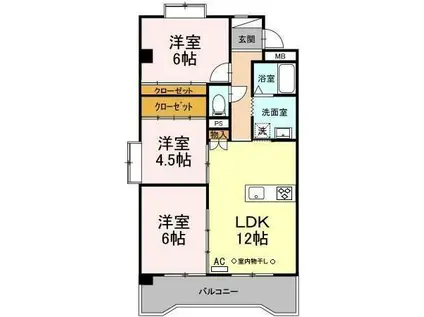 マミーナ1号館(2LDK/3階)の間取り写真