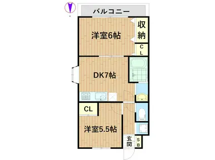 パレスカシマ(2DK/4階)の間取り写真