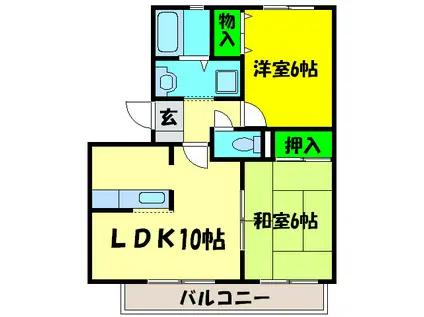 サンプライムシティ A棟(2LDK/2階)の間取り写真