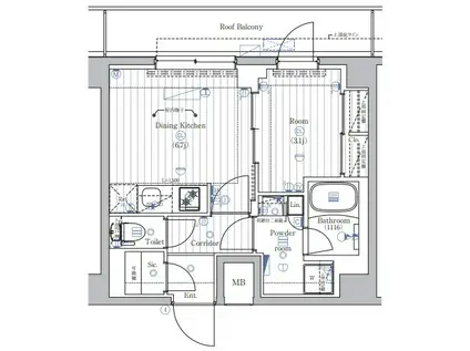 PREMIUM CUBE 西荻窪MO(1DK/6階)の間取り写真