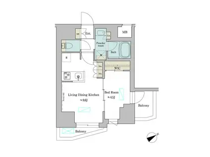 BRILLIA IST 門前仲町(1LDK/4階)の間取り写真