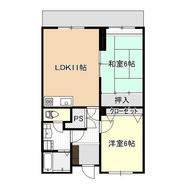 プログレス東松山(2LDK/1階)の間取り写真