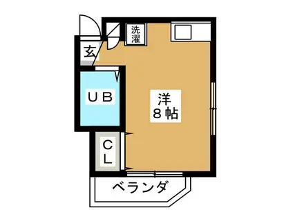 ヒルズ東白楽(ワンルーム/2階)の間取り写真
