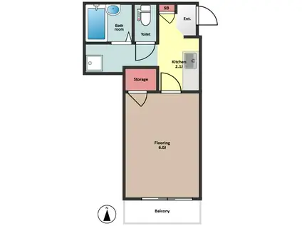 アーバン5(1K/2階)の間取り写真