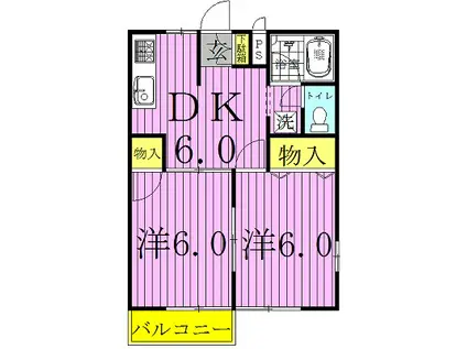 エルディムパークサイド(2DK/1階)の間取り写真