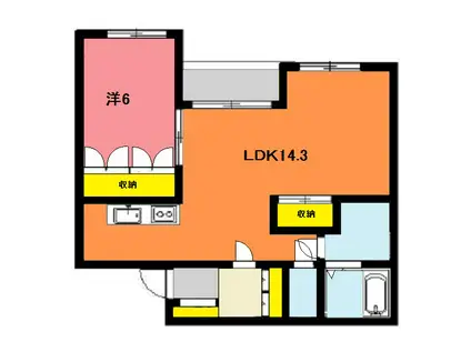 サンライズ木の実町(1LDK/2階)の間取り写真