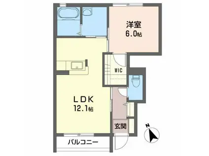 エクセランシャトーB(1LDK/1階)の間取り写真