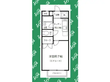 ヴィラロンシャン(1K/2階)の間取り写真