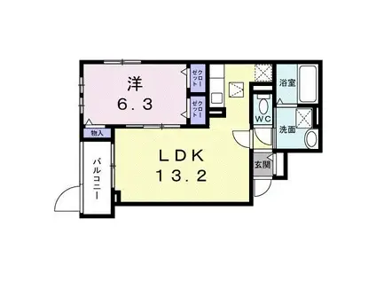 サニーレジデンス高槻本町(1LDK/1階)の間取り写真