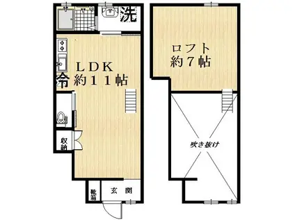 東急世田谷線 松原駅(東京) 徒歩8分 2階建 築15年(ワンルーム/1階)の間取り写真