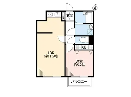 カムフォート登戸III(1LDK/2階)の間取り写真