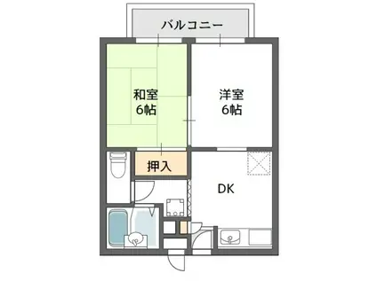 入江ハイツIII(2DK/1階)の間取り写真