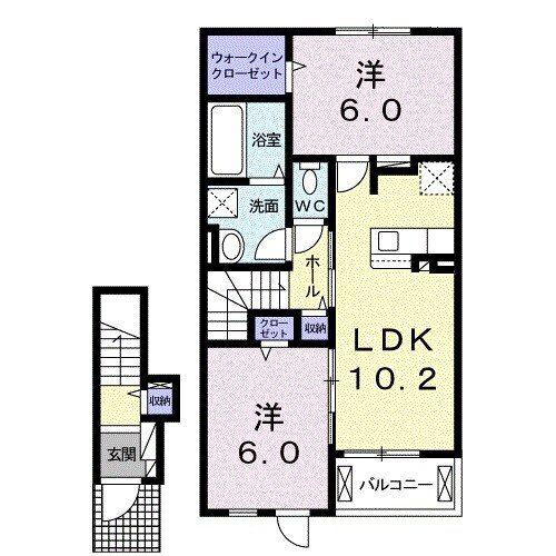 ル ボヌール赤穂I(2LDK/2階)の間取り写真