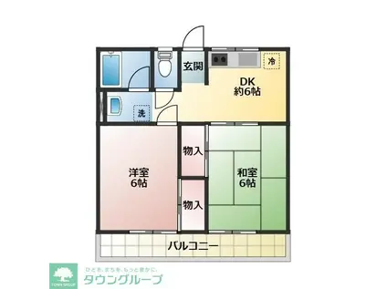 久米川グリーンハイツ(2DK/2階)の間取り写真