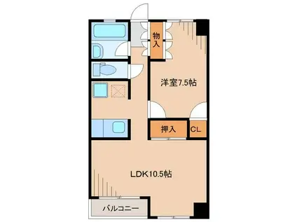 清川シュロス(1LDK/3階)の間取り写真