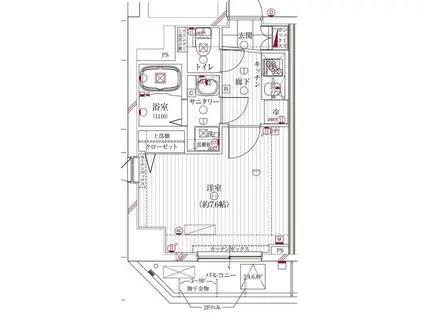 ガリシア清澄白河(1K/3階)の間取り写真
