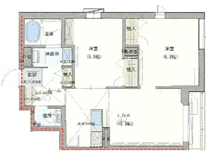 ル・ラパン・ブラン(2LDK/3階)の間取り写真