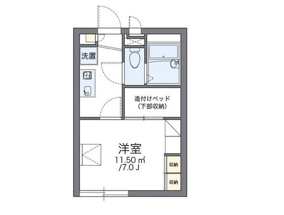 レオパレスグランドゥール横井上(1K/1階)の間取り写真