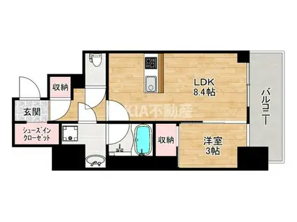 エスリードレジデンス大阪天王寺(1LDK/11階)の間取り写真