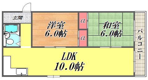 オアシス21(2DK/2階)の間取り写真