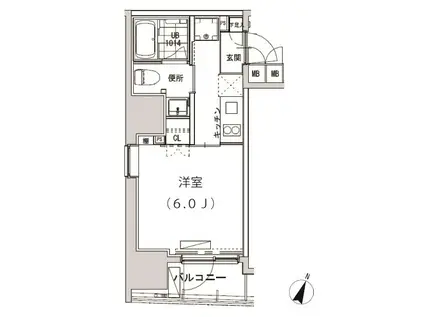 グランディオール広尾テラス(1K/7階)の間取り写真