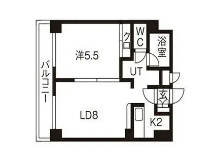 サザンスカイマーク北大(1LDK/2階)の間取り写真