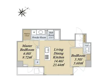 クレストコート旗の台(2LDK/5階)の間取り写真