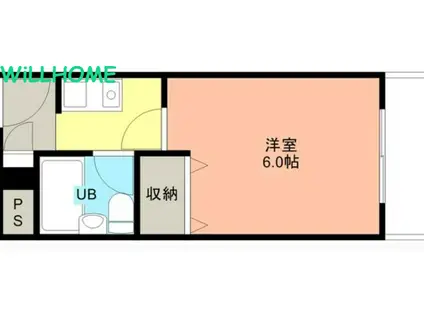 リバティハイツ美園(1K/4階)の間取り写真