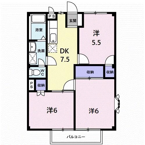 タウンリバティー(3DK/2階)の間取り写真