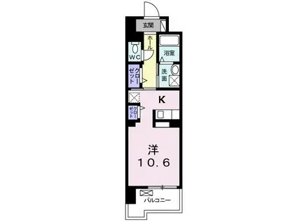 グランクリュ佐古 ウエスト(1K/6階)の間取り写真