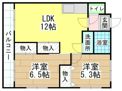 イムズヒル別院(2LDK/2階)の間取り写真