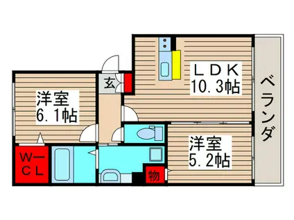 サリジェ C棟(2LDK/3階)の間取り写真