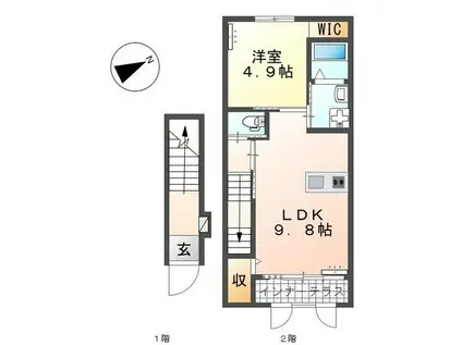 コート シェリエール(1LDK/2階)の間取り写真