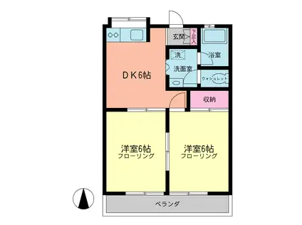 カームAH(2DK/2階)の間取り写真
