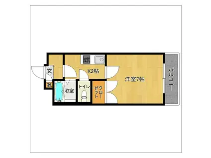 マンションキャッスル(1K/1階)の間取り写真
