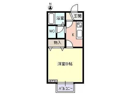 シャトー ノール(1K/1階)の間取り写真