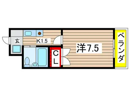 CASA NOAH 八事(1K/1階)の間取り写真