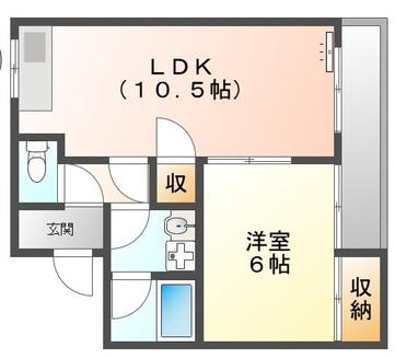 ラフォーレ妹尾(1LDK/3階)の間取り写真