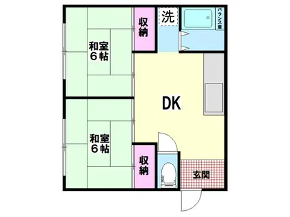 竹の塚ショッピングセンタービルA棟(2DK/2階)の間取り写真