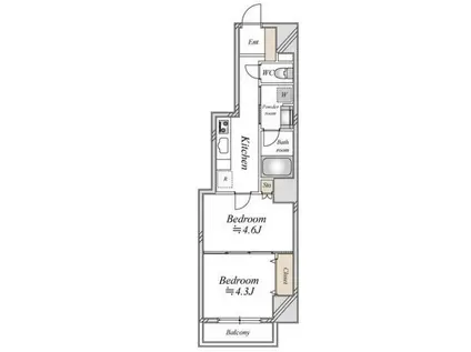 クラシアム飯田橋(2K/3階)の間取り写真