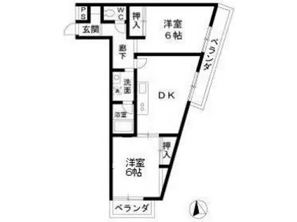 エクセルハイム(2DK/3階)の間取り写真