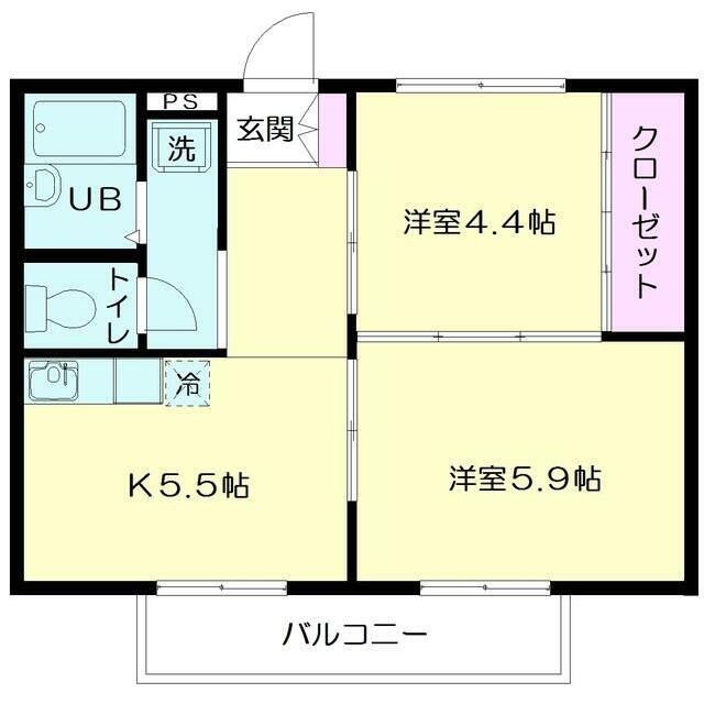 パークサイド桜山(2K/2階)の間取り写真