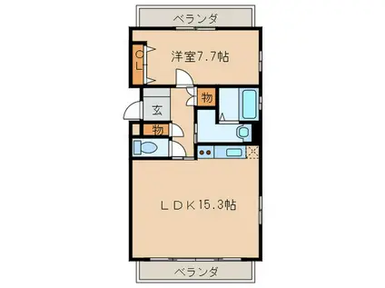 リバーサイド庄内(1LDK/3階)の間取り写真